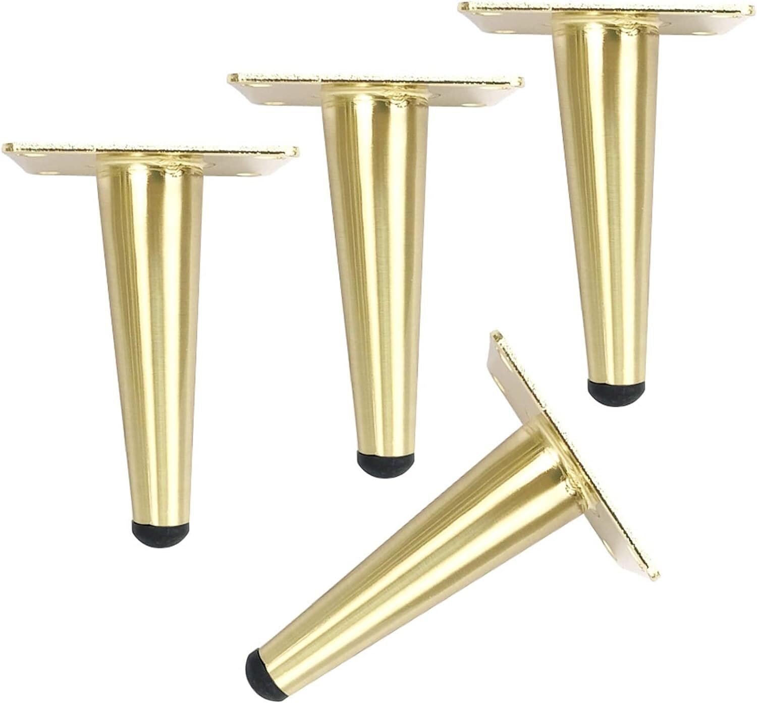 Rhllvj Gold Metal Sofa Feet, Set Of 4 Cabinet Feet, Replacement Furniture Cabinet Feet, Straight Tapered With Screws, Brushed Colour (35Cm/13.8In).(10Cm/3.9In)