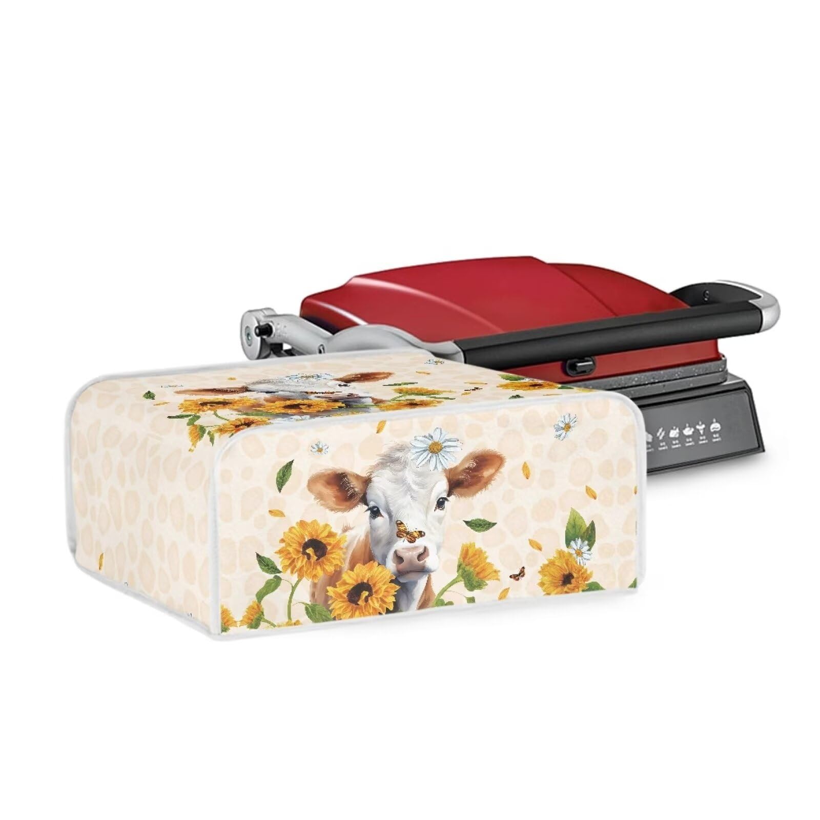 Uorisanigo Dust Cover for Electric Griddle Indoor Cow Sunflower Washable Cover Fits for Pizza Maker Panini Press Sandwich Maker Accessories Home Kitchen Decor Small Appliance Covers