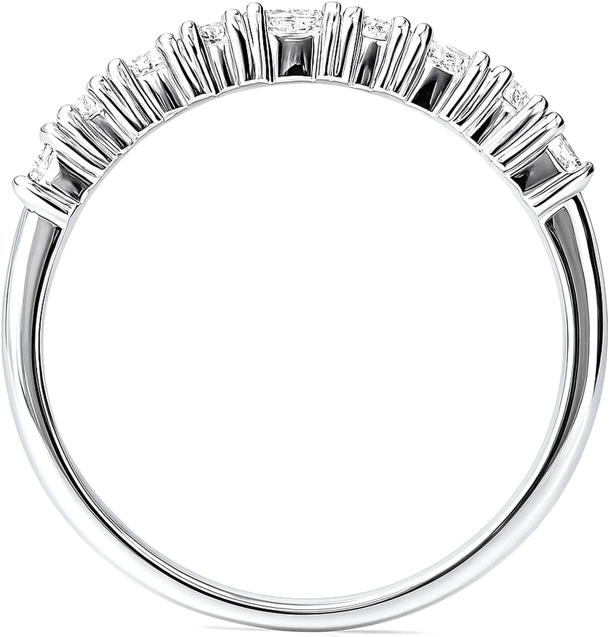 BERRICLE Sterling Silver CZ Art Deco Rings Full/Half Eternity Ring for Women, Cubic Zirconia, 1-2 Piece Set
