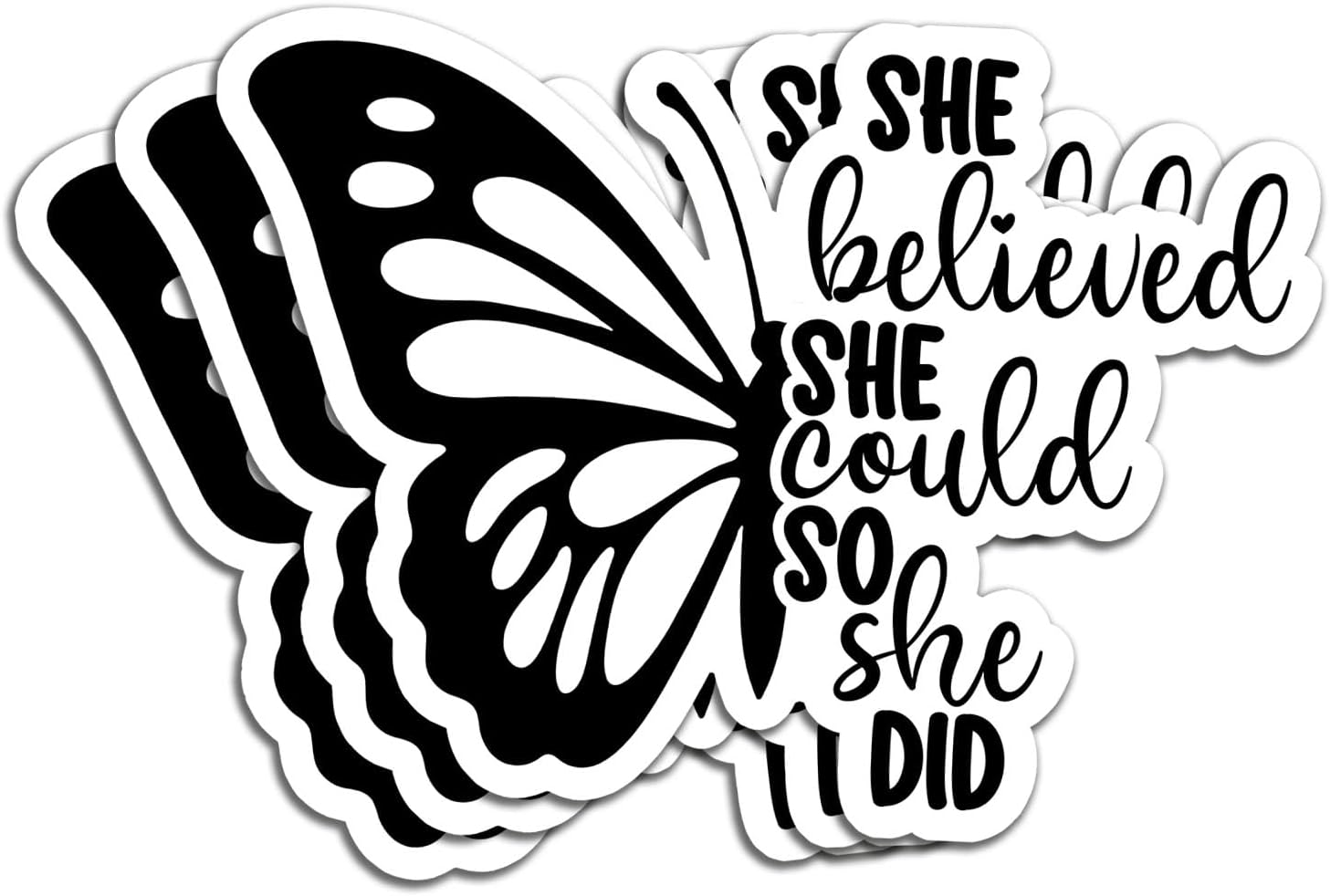 (3Pcs) She Believed She Could So She Did Sticker Motivational Quote Inspirational Decals Waterproof Vinyl Stickers for Books Laptops Phone Water Bottles Tumbler Cup Kindle 3 Inch