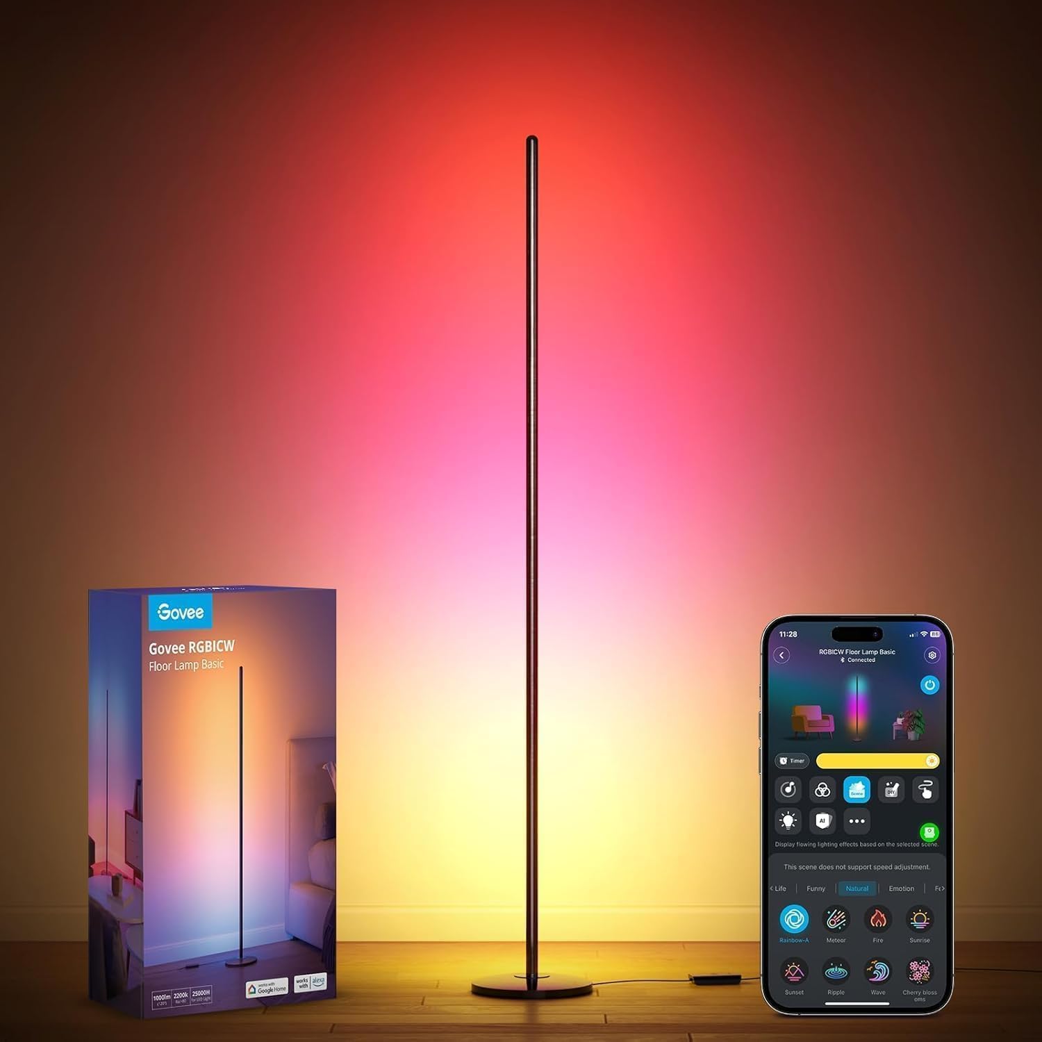 Govee Wandleuchte, Glide Wall Light, WiFi RGBIC LED Lightbar für Gaming