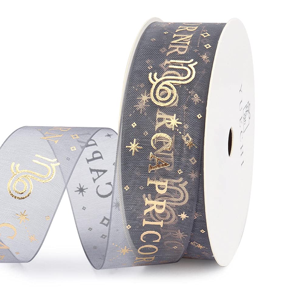 Ribbons For Gift Wrapping Ribbon For Fabric Satin Ribbons Dwanaście Konstelacji Wstążka Prezent Prezent Pudełko Prezent Opakowanie Dekoracja Wstążka Ręcznie Diy Motyl Wstążka-Koziorożec