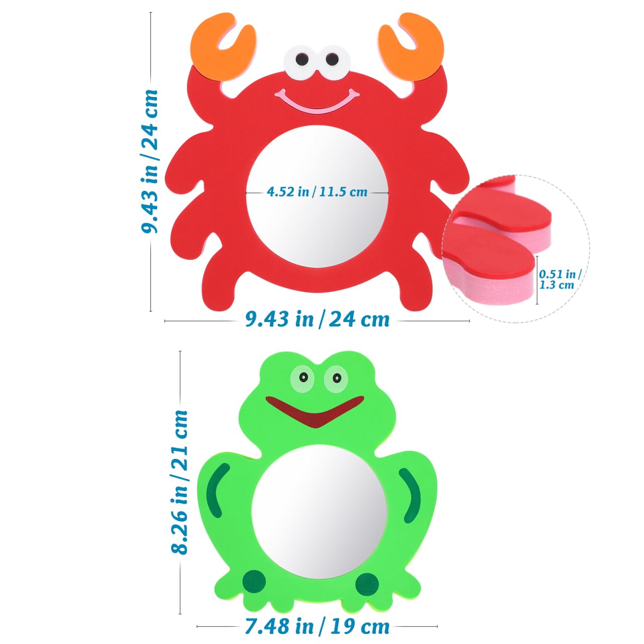 Housoutil Eva Bath Mirror Toy for Kids Toddler Mirror Cartoon Foam Bath Toy Stimulates Hand Eye Coordination and Body Balance for Time Fun - Image 4