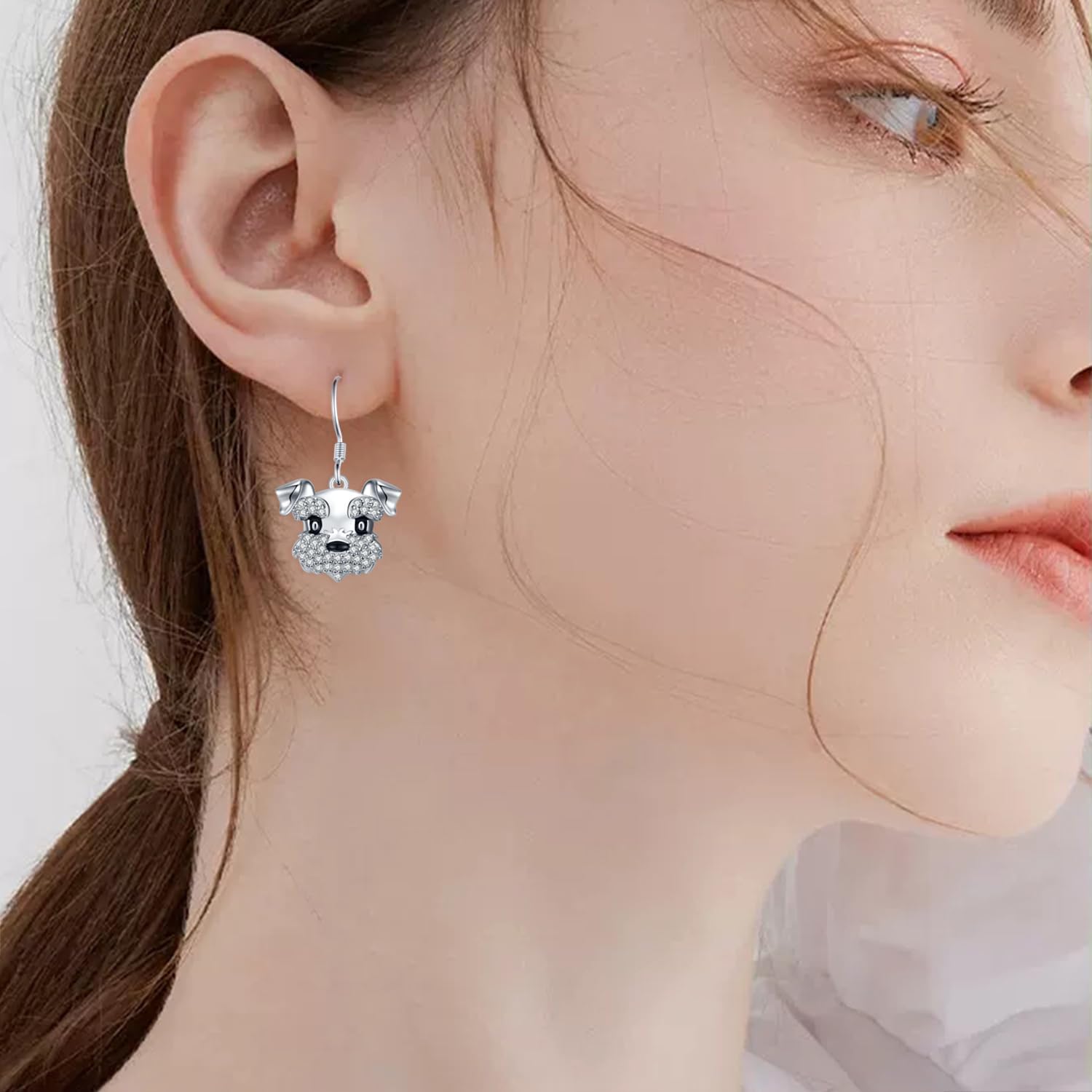 Schnauzer Earrings 925 Sterling Silver Schnauzer Dangle Earring Pet Dog Earrings Schnauzer Jewelry Gifts for Women - Image 2