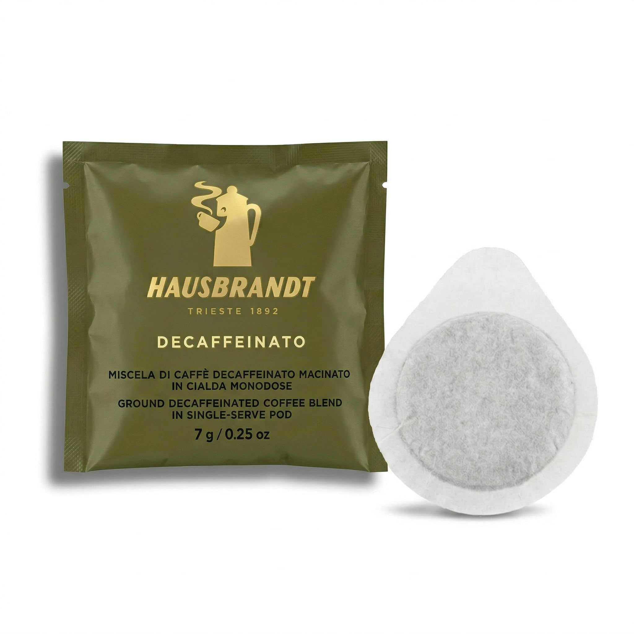HAUSBRANDT Caffè Decaffeinato in Cialde, 72 Cialde Monodose in Carta Filtro, Macinato, 7g Cialda, 504g