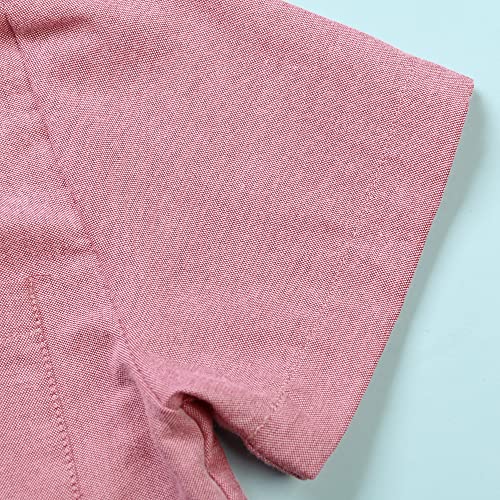 Ochenta Little Toddler Boys' Short Sleeve Button Down Oxford Shirt, Kids Casual Dress Tops Pink Tag 110Cm - 3T #TOP3