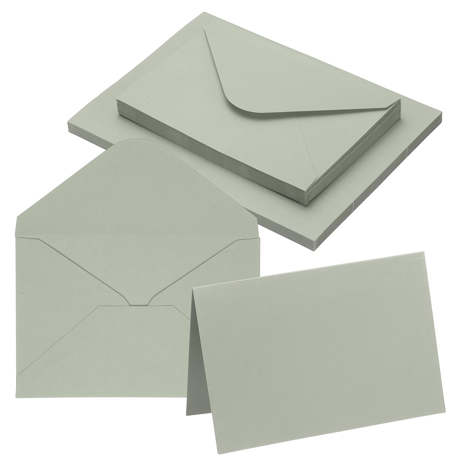 PATIKIL 10x15cm Blank Greeting Cards and Envelopes, 20Sets Half Fold Note Cards and Envelopes Folded Right Angles Cardstock Greeting Card for Wedding Birthday Party Invitations, Light Gray