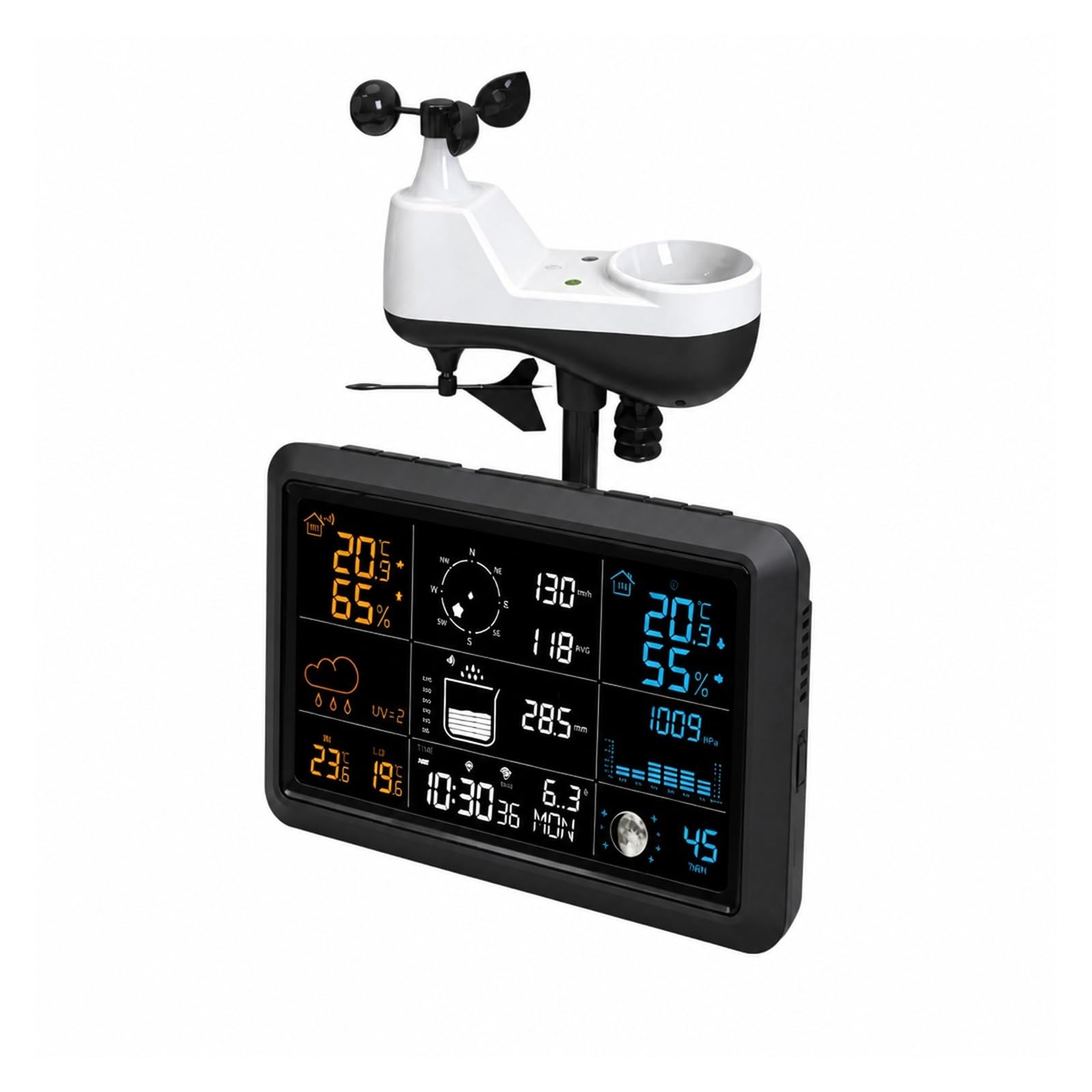 Pluviometro, Sensore Anemometro Per Stazione Meteorologica Wireless(Black)