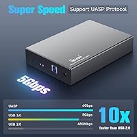 Vista 2 de Caja de disco duro de aluminio de 3.5 pulgadas USB 3.0/USB C a SATA para disco duro interno de 3.5 pulgadas y SSD de hasta 20 TB