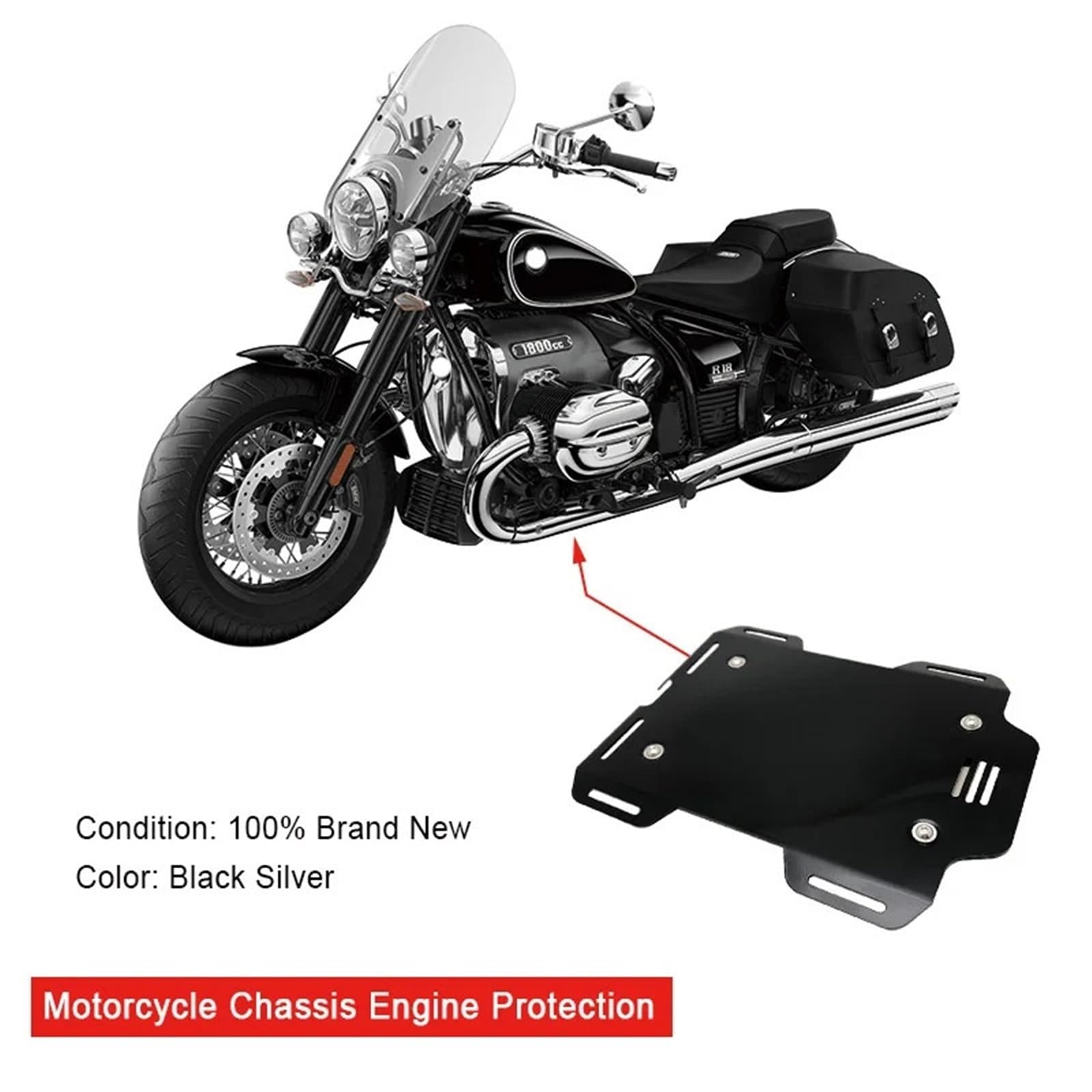 Per Bmw R18 2020-2023 Copertura di protezione telaio motore sotto la piastra paramotore di protezione copertura motore Base del Motore(Black)