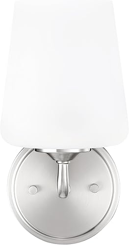 Miniatura 8 de Design House 589515 Atkinson - Lámpara de pared con forma de campana de vidrio esmerilado para pasillo, baño, vestíbulo, dormitorio, níquel satinado