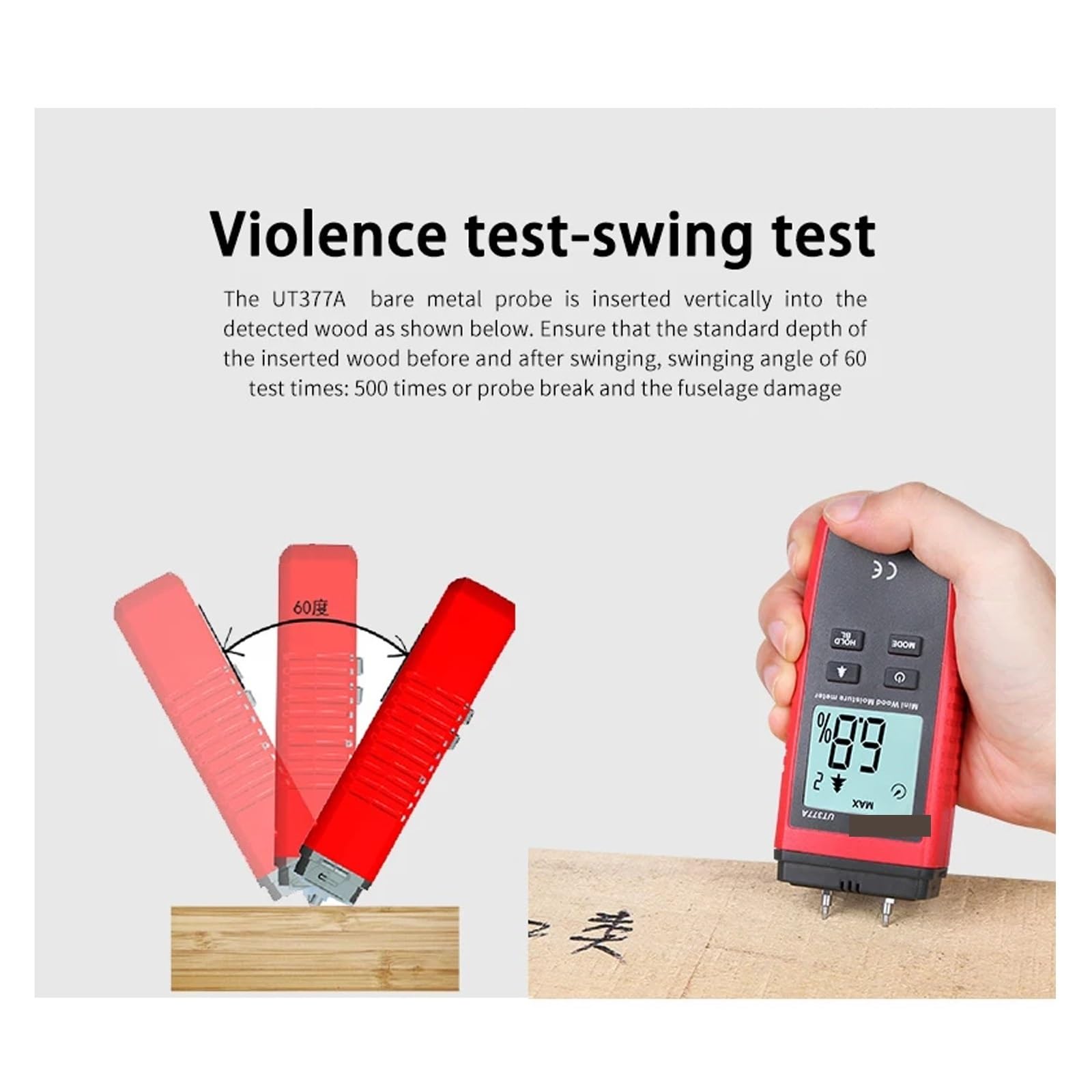 Digitales Holzfeuchtemessgerät Hygrometer Feuchtigkeitstester For Papier, Sperrholz, Holzmaterialien, LCD-Hintergrundbeleuchtung,Genaue Prüfung