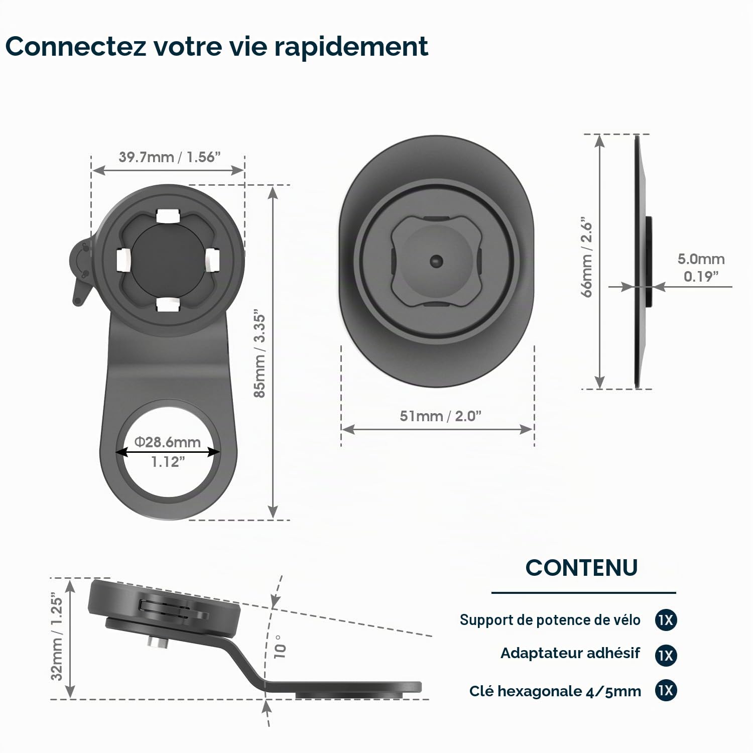 CQ Support Telephone Velo, Sincetop Aluminium Universel Support Téléphone Vélo, Porte Vélo du Guidon avec Verrouillage Rotatif pour iPhone 13 Pro Max Mini Samsung, Idéal pour VTT Vélo de Route