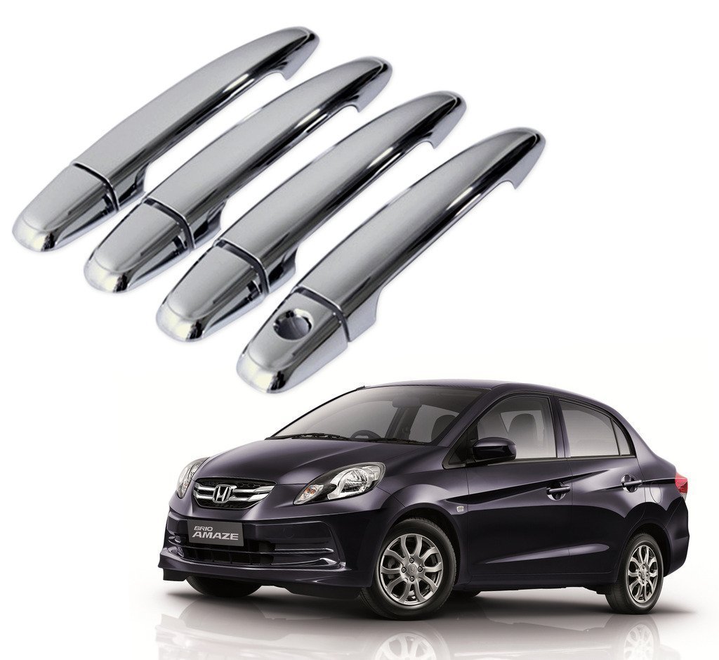 DELHI TRADERSS Chrome Door Handle Latch Cover Honda Amaze (Silver)