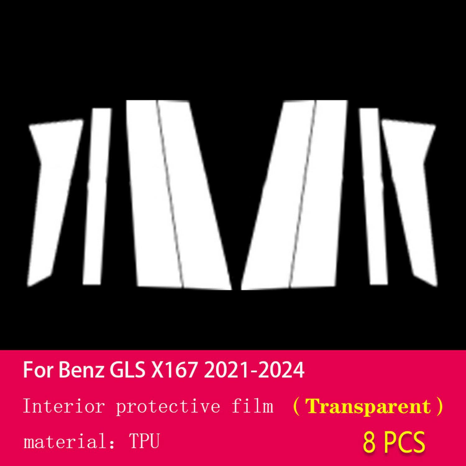 Samochód zewnętrzny samochód B C kolumna okienna odporna na zarysowania folia ochronna TPU odporna na zarysowania folia naprawcza PPF, do Benz GLS X167 2021-2024