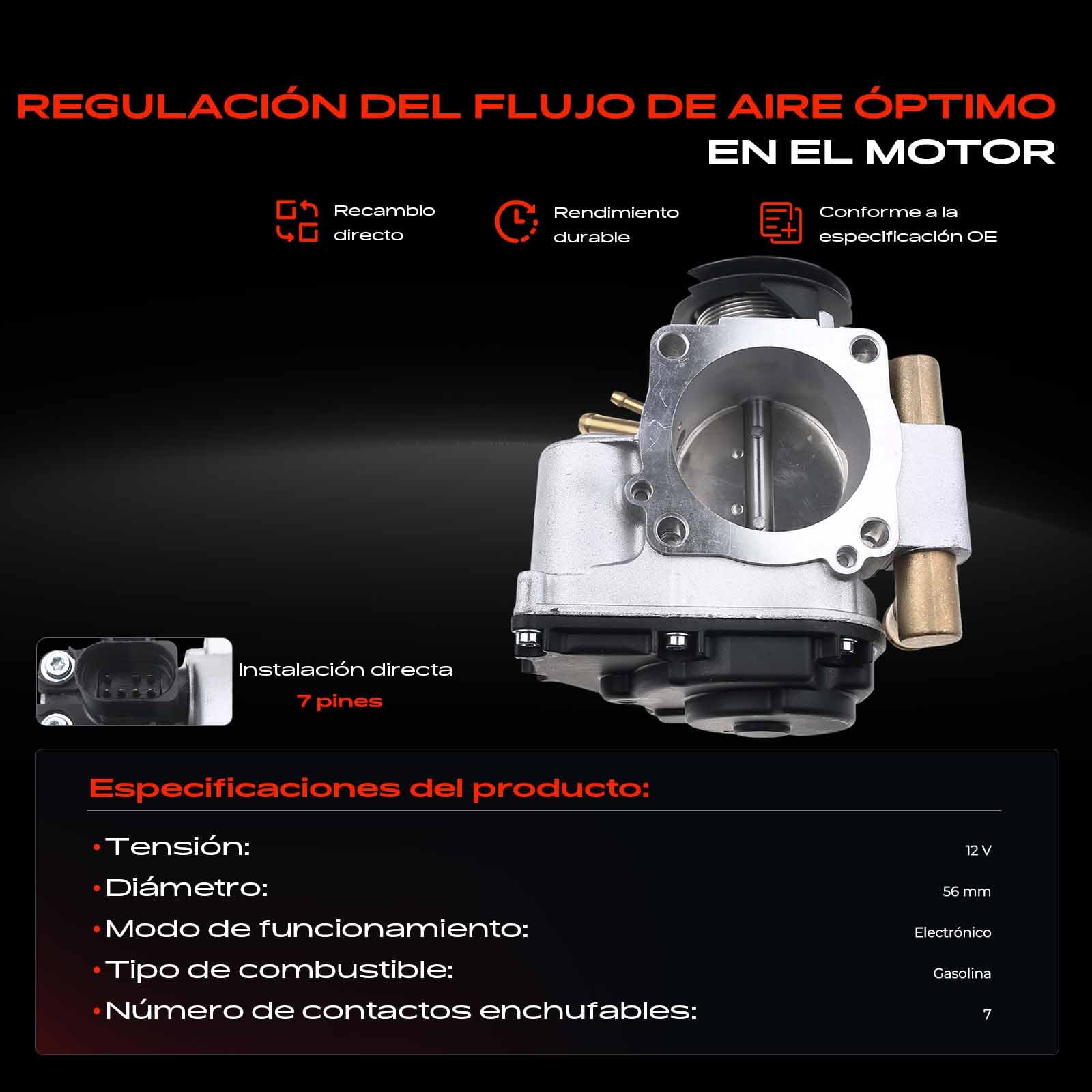 Frankberg Válvula de mariposa Cuerpo de mariposa Compatible con A4 8D2 1.6 A4 8D2 1.8 P.a.s.s.a.t Variante 3B5 1.6 A4 Avant 8D5 1.8 P.a.s.s.a.t Variante 3B5 1.8 Replace# V10-81-0008,058133063H