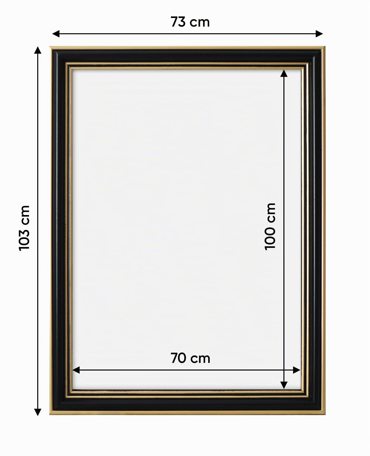 Holz Bilderrahmen 70x100 cm Glamour Fotorahmen Schwarz-Gold