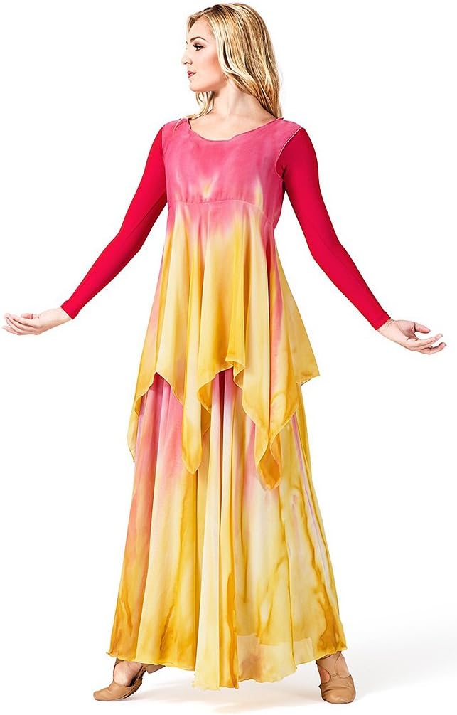 Watercolour Women's Handkerchief Dresss P/S, Red/Gold