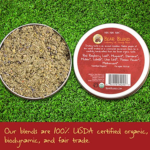 Bear Blend Organics Kin Nik Nik Herbal Ceremonial Blend 22g - Herbal Smoking Blend - Smokable Herbs - Herbal Tea - Herbal Cigarettes Tobacco Free Nicotine Free - Herbal Smoke Cigarettes