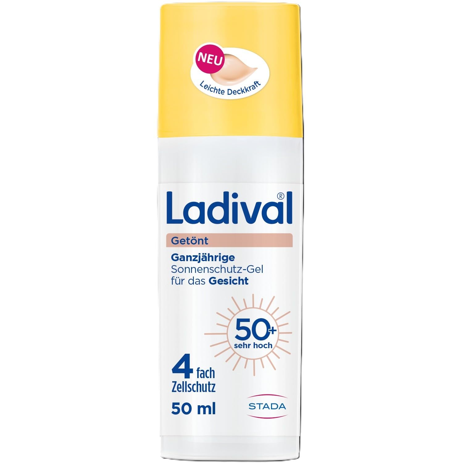 Ladival® Getönt Sonnenschutz-Gel Gesicht LSF 50+, tönende BB Cream für ein ebenmäßiges Hautbild, 24h Feuchtigkeit mit Hyaluronsäure & Glycerin, getönte Sonnencreme mit leichter Deckkraft 50ml
