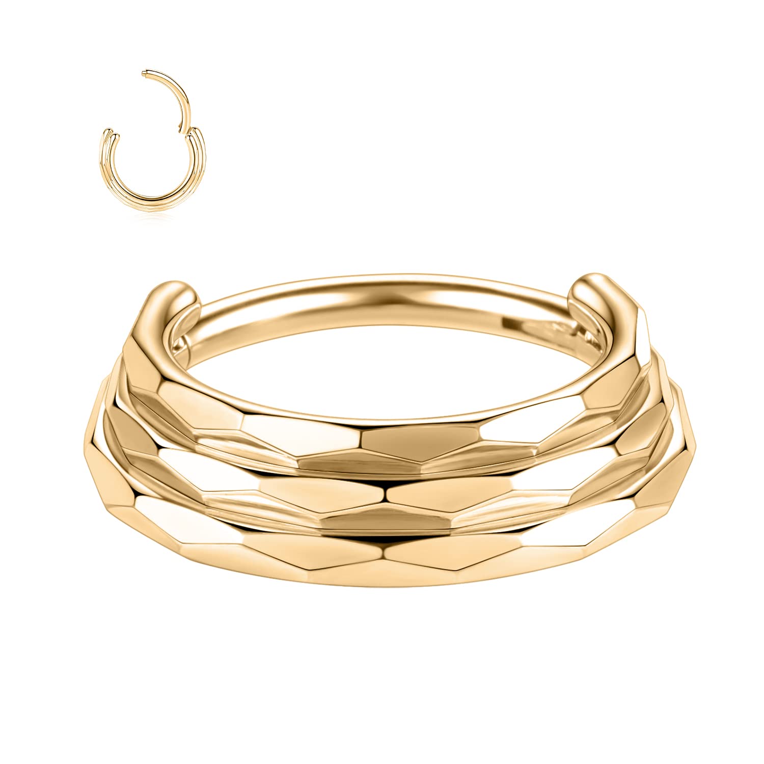 hengkaixuan 16G Septum Nose Rings Hoop Daith Earrings Surgical Steel Septum Clicker Ring Hirned Segment Seamless Clicker Ring Conch Hoop Ring Unisex Earrings Hoop Daith Piercing Jewellery — view 12