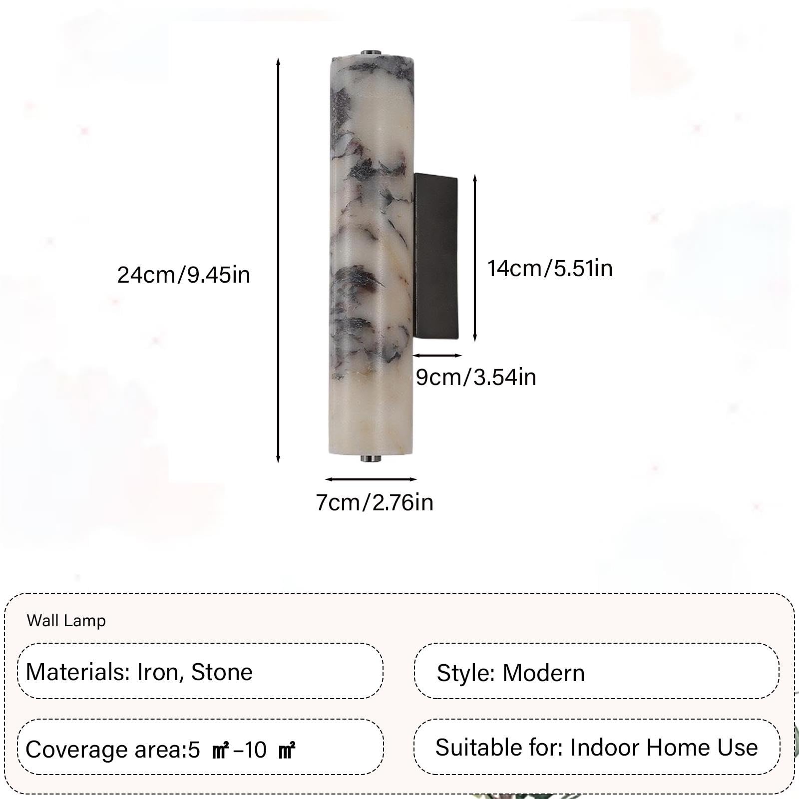 Sconce decorata con struttura in marmo a tubo lungo in stile nordico