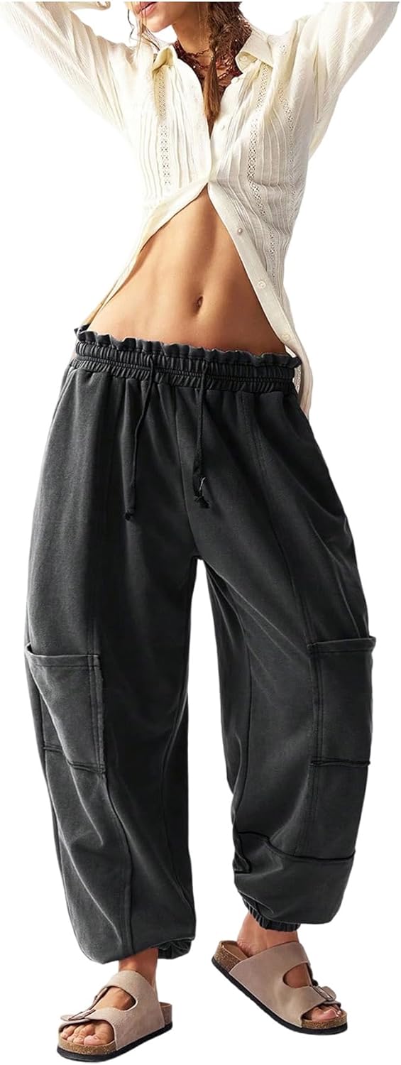 SOLY HUX Women's Baggy Cargo Sweatpants Drawstring Elastic Waist Casual Joggers Pants with Pockets - Image 5