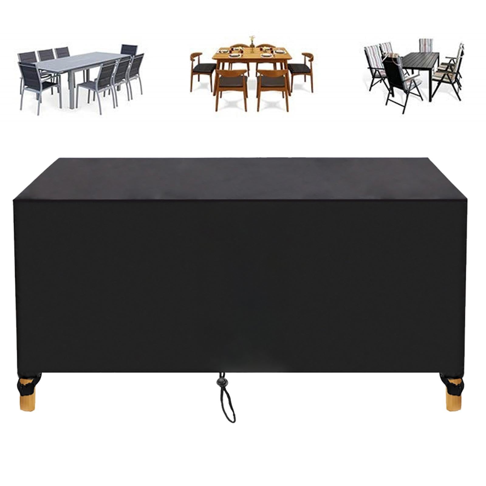 HNKDKJ Garden Table Covers Waterproof Garden Furniture Covers 155x140x75cm/LxWxH 420D Heavy Duty Oxford Fabric Patio Furniture Covers Windproof Anti-UV Rattan Garden Furniture Covers - Black