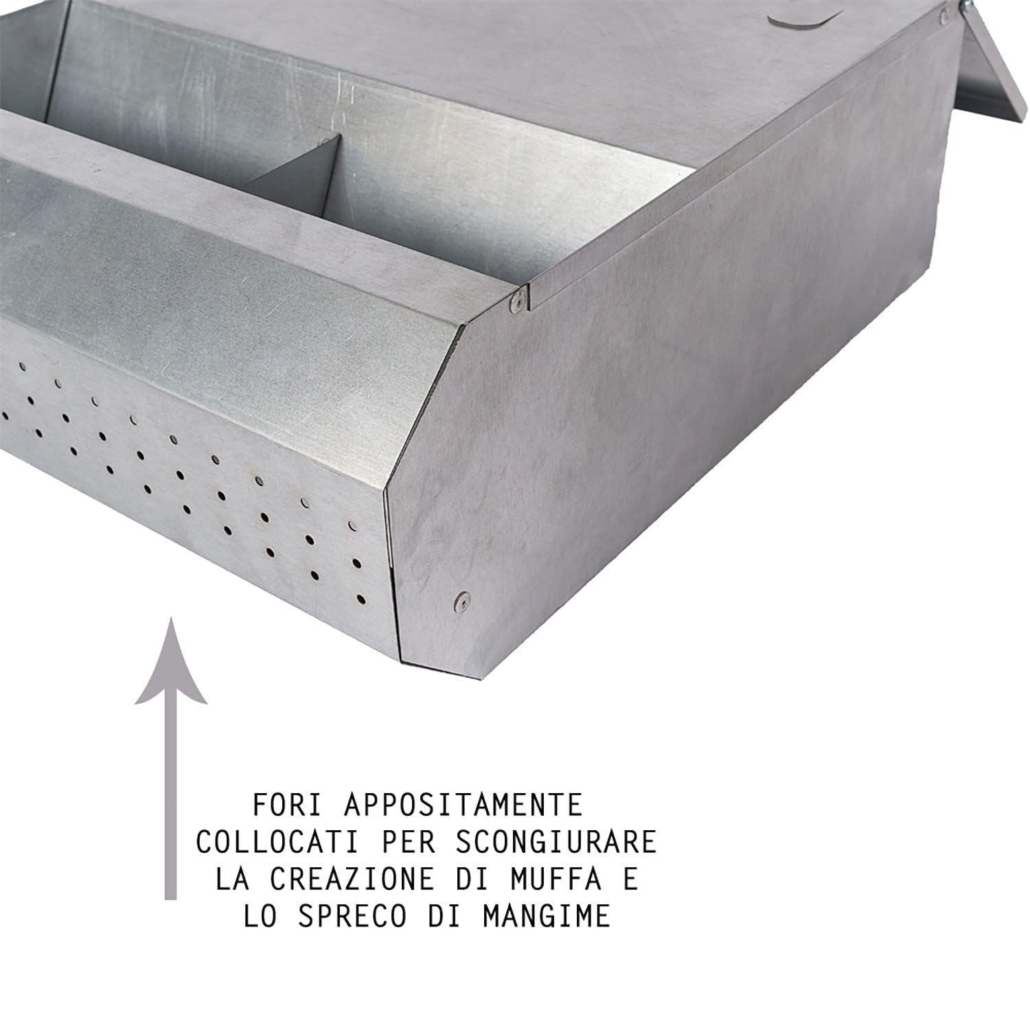 Mangiatoia per Galline 35x15x40 cm Capienza 8kg in Acciaio Zincato