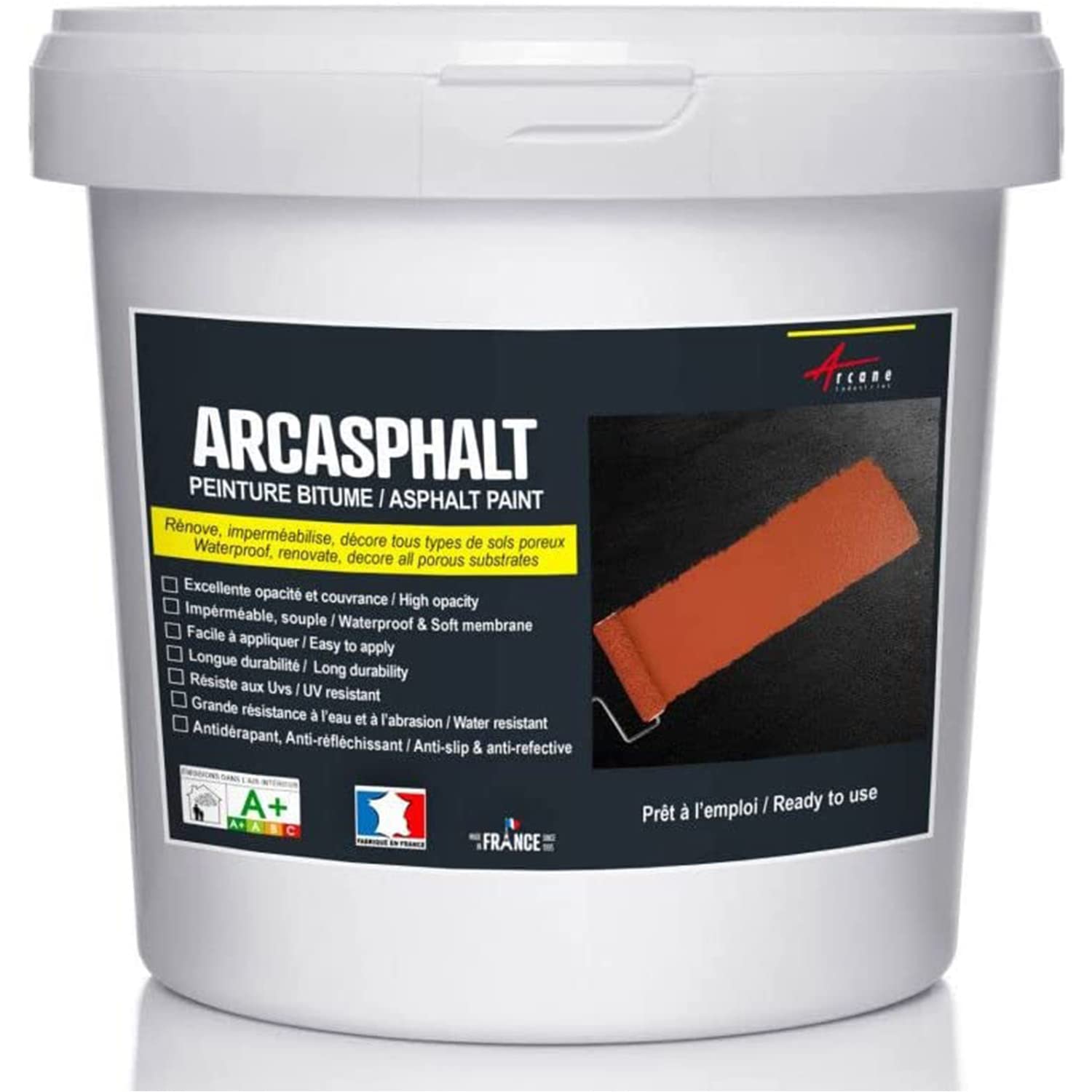 Bitumenfarbe/Teerfarbe: Harzbodenbeschichtung für Asphalt, Teer, Belag - ARCASPHALT Grau - 15 kg (bis zu 30 m² in 2 schichten)