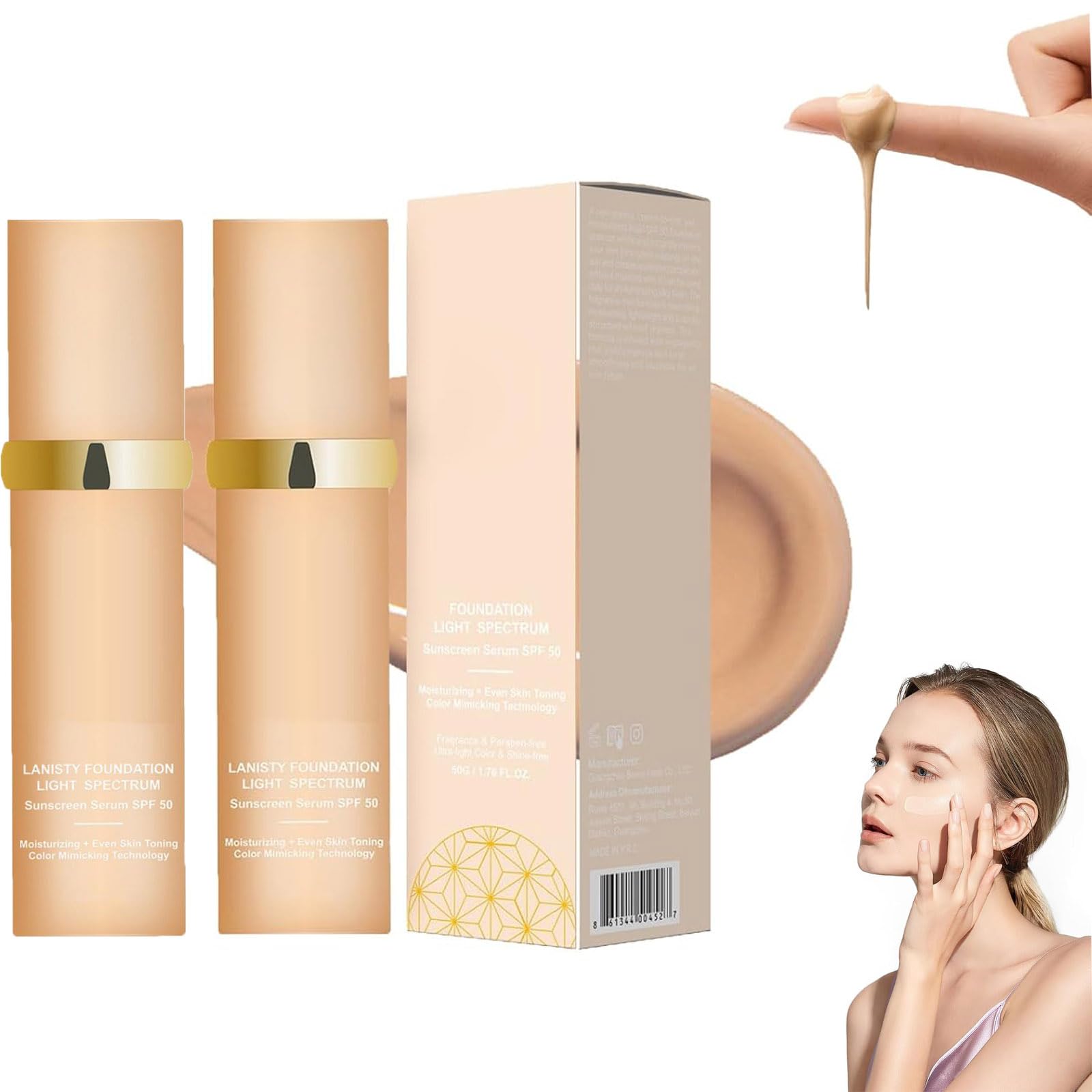 4 in 1 Foundation Liquid,Makeup Forever Foundation,Hydrating Medium Full Coverage Concealer with SPF 50 KoreanMakeup Waterproof (2PCS-100g, 1.76 Fl Oz)