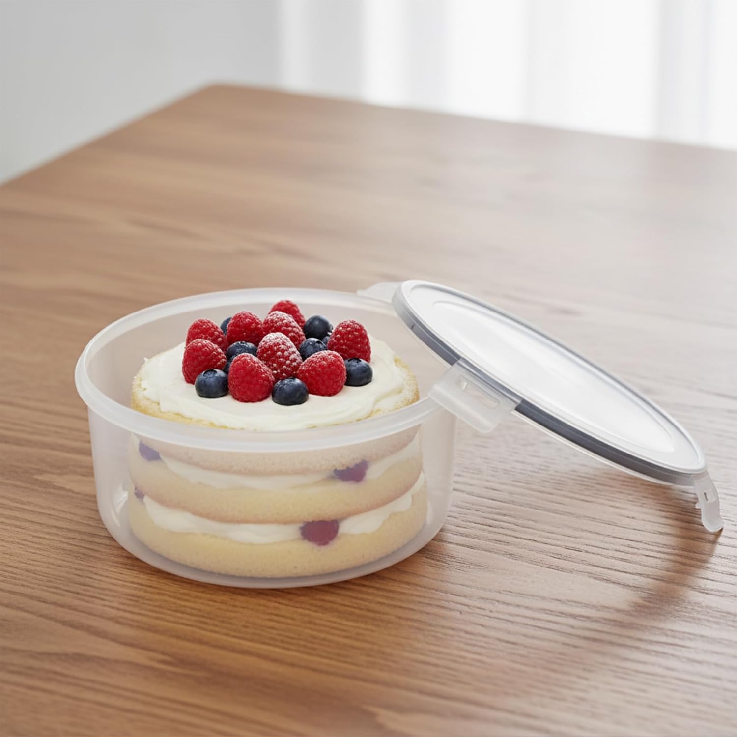 Large Trifle Bowl Set of 2, Salad Bowl with Sealed Lid, Plastic Mixing Bowls, Food Storage Containers for Laying Ice Cream, Cake, Fruit, Baking, Dessert, BPA-Free, Clear