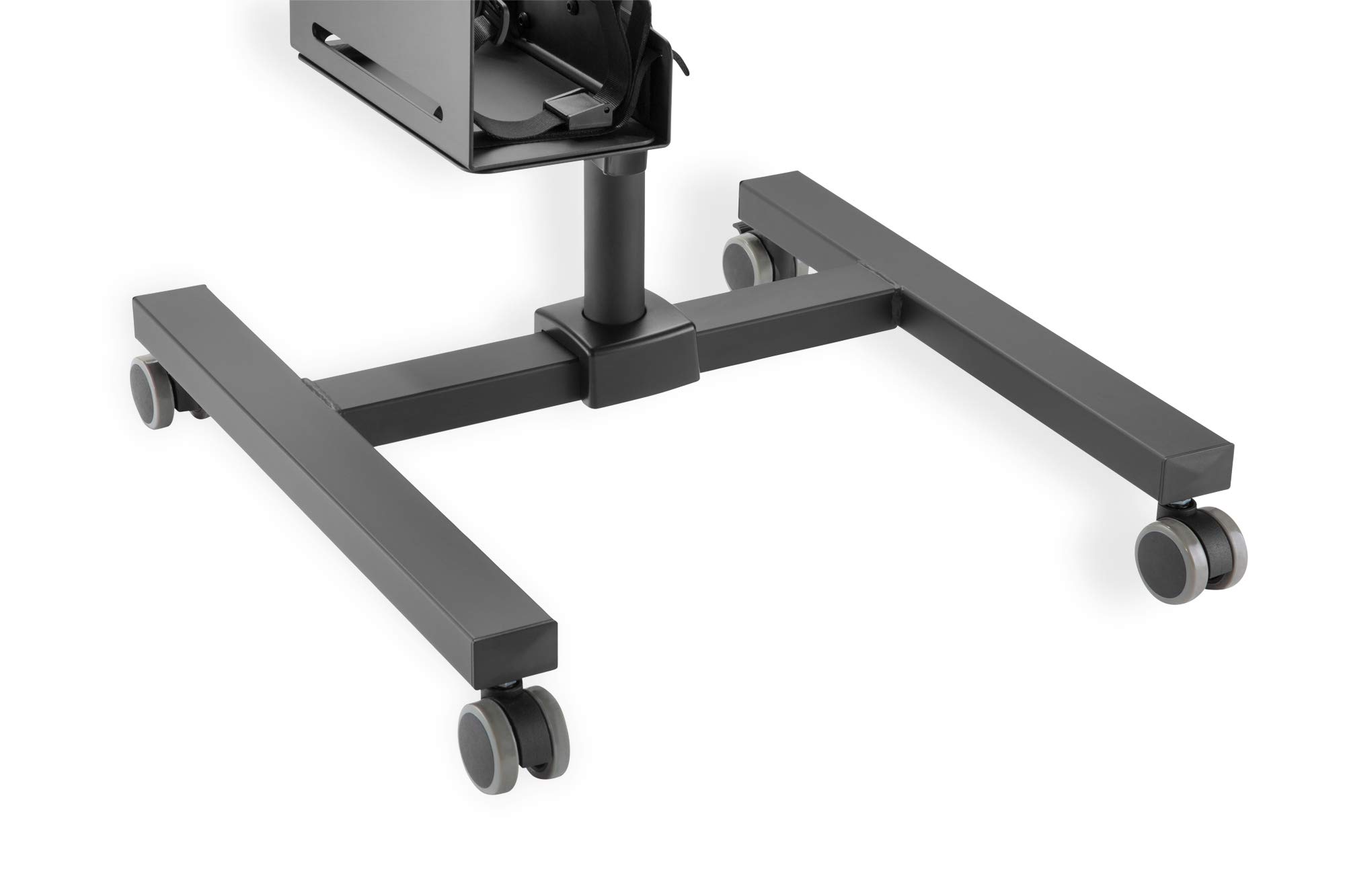 DIGITUS Estación de trabajo móvil con ajuste individual de altura - para monitores de 17" a 32" - gestión de cables integrada - con soporte para PC - negro