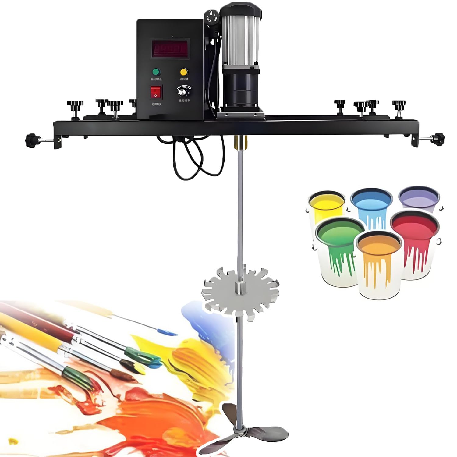 YNBSHGAA Electric Drum Stirrer, 980W Tank Mixer, IBC Paint Stirring Machine, 0-1000 RPM, for Viscous Liquid, Ink, Dye Homogenization,B