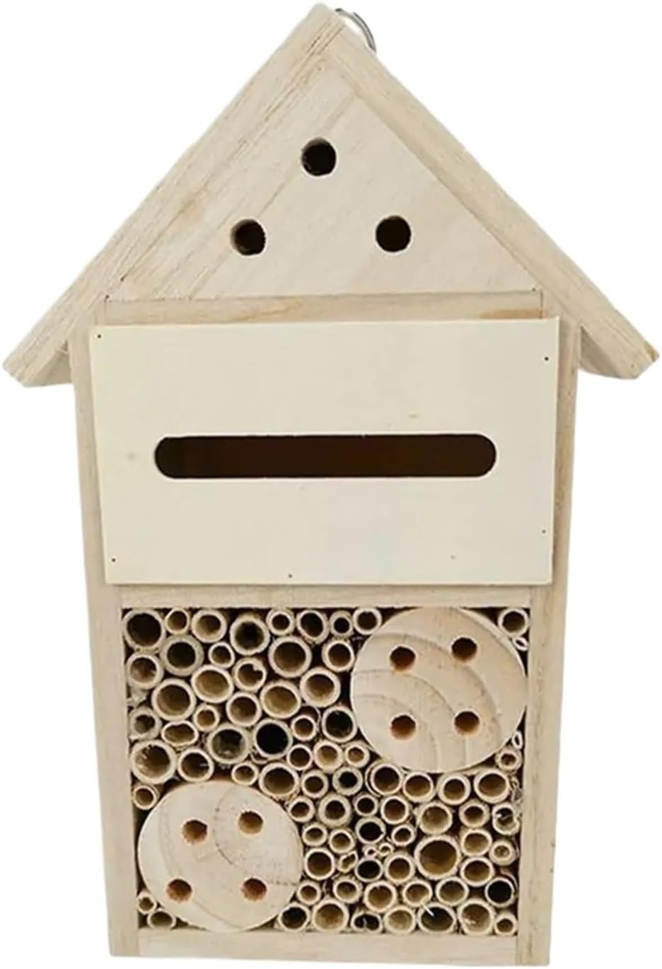 Wooden Bee House Natural Wood Room Hotel Shelter Outdoor Garden Decoration Nests Box Insect Bee Hive House(Type a)