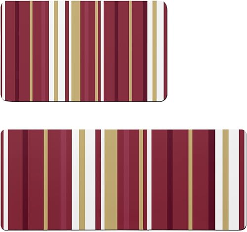 Miniatura 7 de Tapete de baño con rayas rojas y amarillas, antideslizante, de secado rápido y absorbente, tierra de diatomeas, fregadero, dormitorio, cocina,