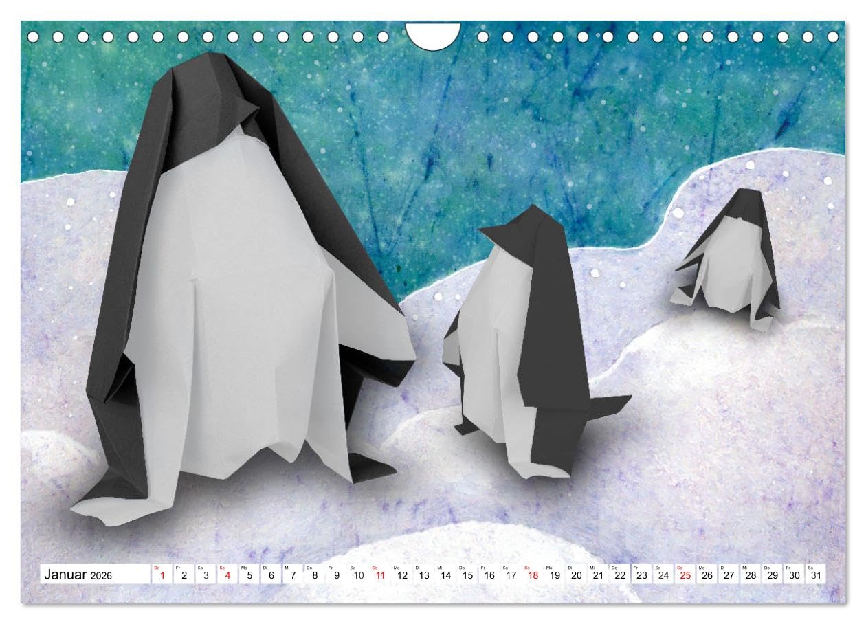 ORIGAMI - Kreativität ohne Grenzen (Wandkalender 2026 DIN A4 quer), CALVENDO Monatskalender: Kreative Papierfaltkunst, integriert in farbenfrogen Fotocollagen