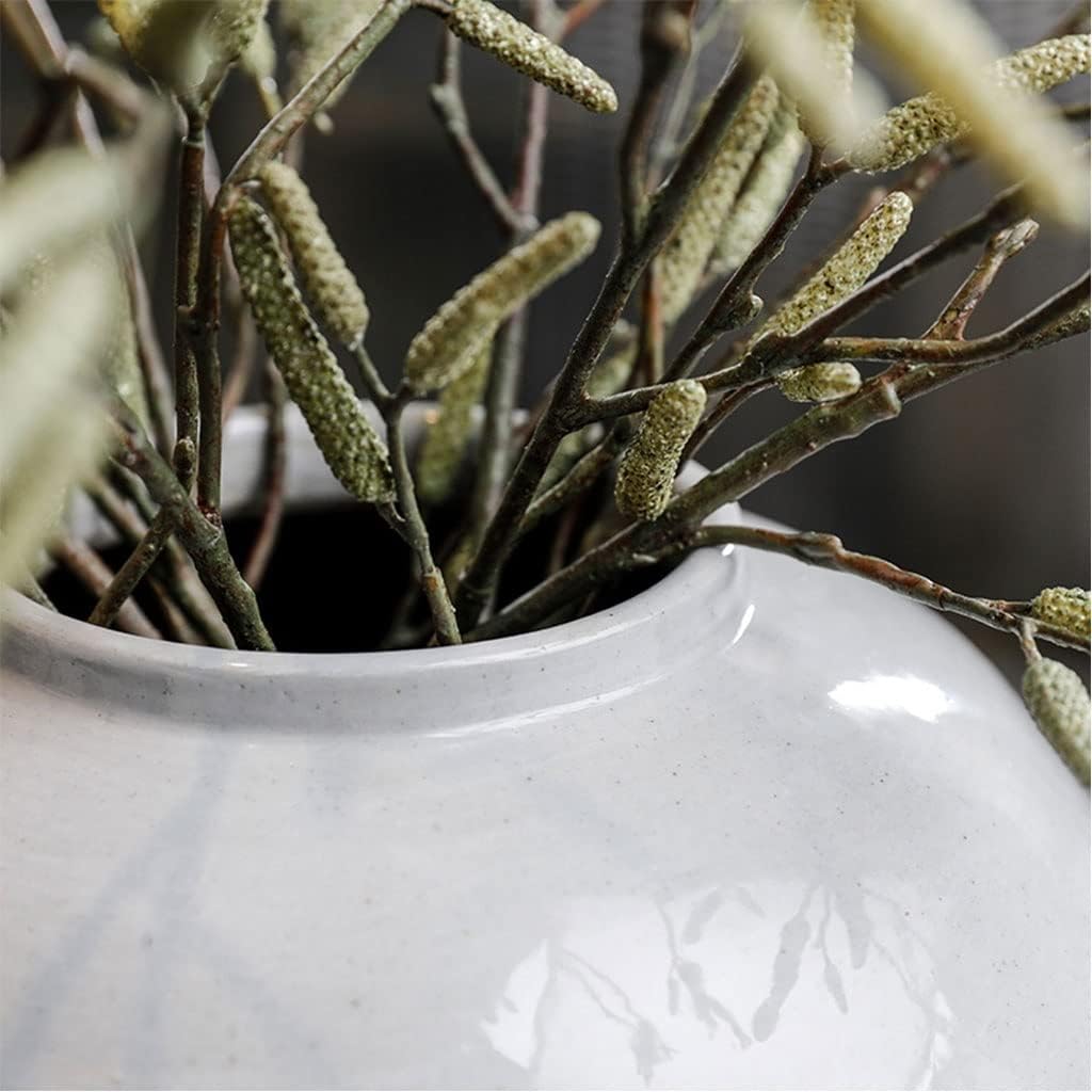 Vase Modern Home Chinese Style Ceramic Round Pot Vase Into The Home Living Room Decoration Flower Flower Arrangement Table Decoration Suitable for Dining and Living Room Home decoratio