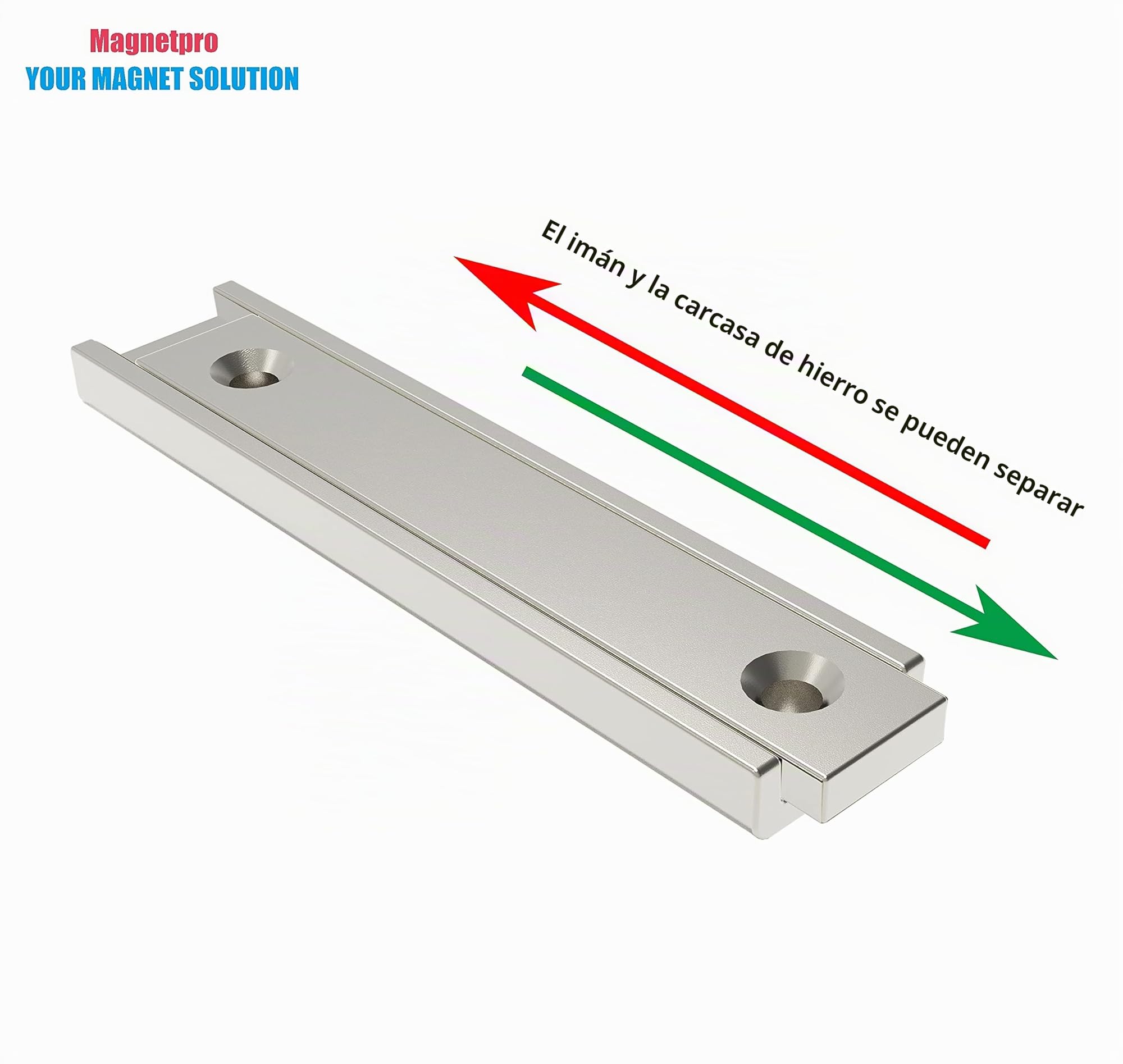 Magnetpro 8 piezas imanes rectangulares neodimio 30 kg 60 x 13.5 x 5 mm agujero avellanado con tornillos de fijación