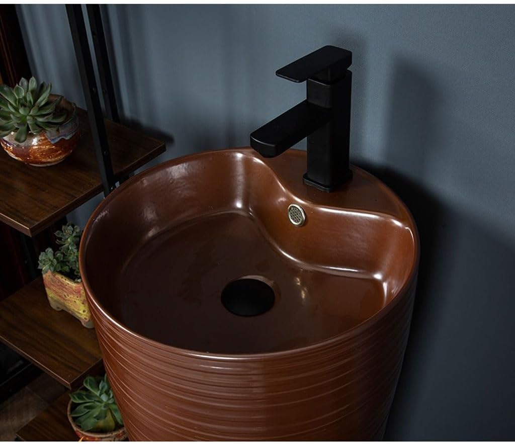 Elegant Bathroom Vessel Sink Countertop Pedestal Basin for Home Outdoor Use Stylish Vanity Wash Sink for Balcony Courtyard Modern Design