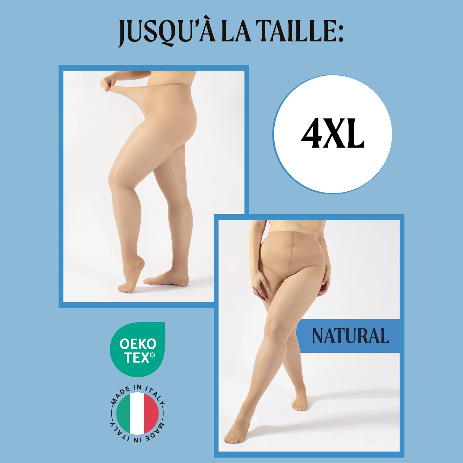 CALZITALY PACK 1/2 Paires - Collants de Contention avec Compression Forte 10 mm/Hg, S, M, L, XL, XXL, 3XL, 4XL | 70 DEN | Made in Italy