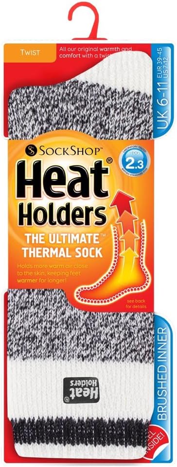 HEAT HOLDERS - Mens and Women's winter Thermal Socks in 35 Colours (Black Block Twist)