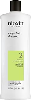 Nioxin System 2 Scalp + Hair Thickening Shampoo for Natural Hair with Progressed Thinning | Cleanse & Boost Hair Density with Niacinamide & Biotin