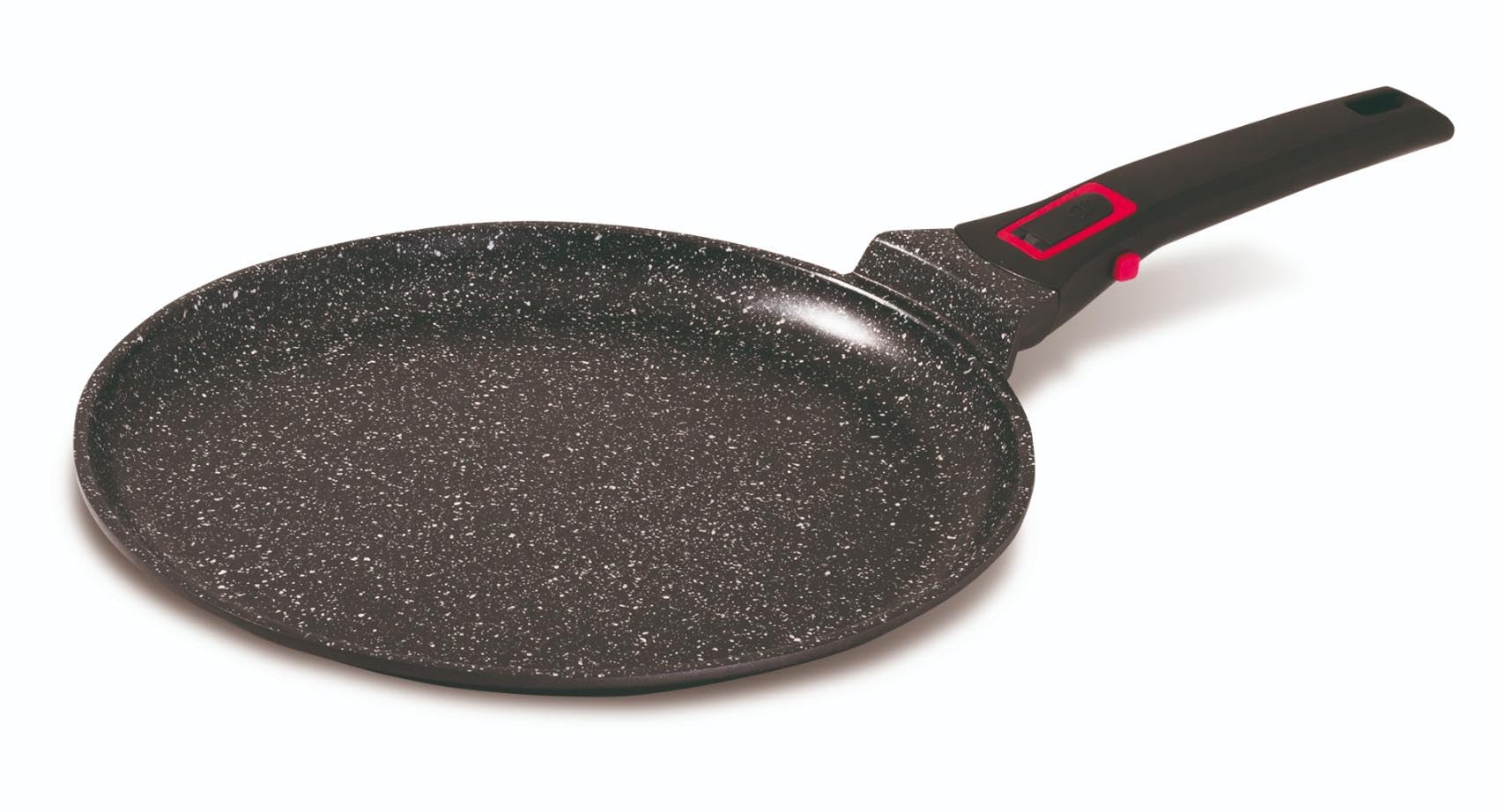 BAUMALU - Poêle à Crêpe/​Crêpière Granit Pro Céramique - Fonte d'Aluminium - Tous Feux dont Induction - Revêtement Céramique Fusion Pro - Fabriqué sans PFAS - Manche Amovible - Ø28 cm - Noir