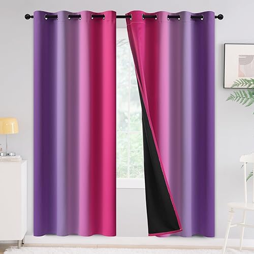 Miniatura 45 de Yakamok - Cortinas opacas 100% de 84 pulgadas de largo, cortinas azules para oscurecer la habitación, cortinas ombré para dormitorio, con ojales,