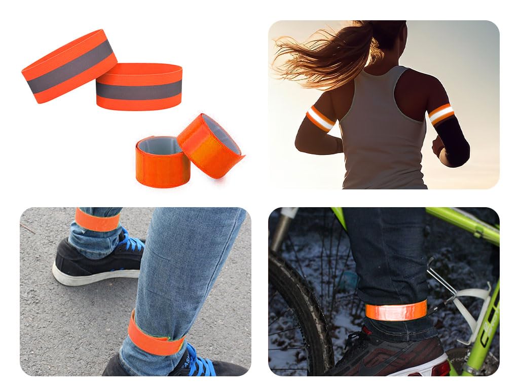 Gilet Catarifrangente ad Alta Visibilità 4 Pezzi con Braccialetti Riflettenti e Borsa, per Corsa Ciclismo