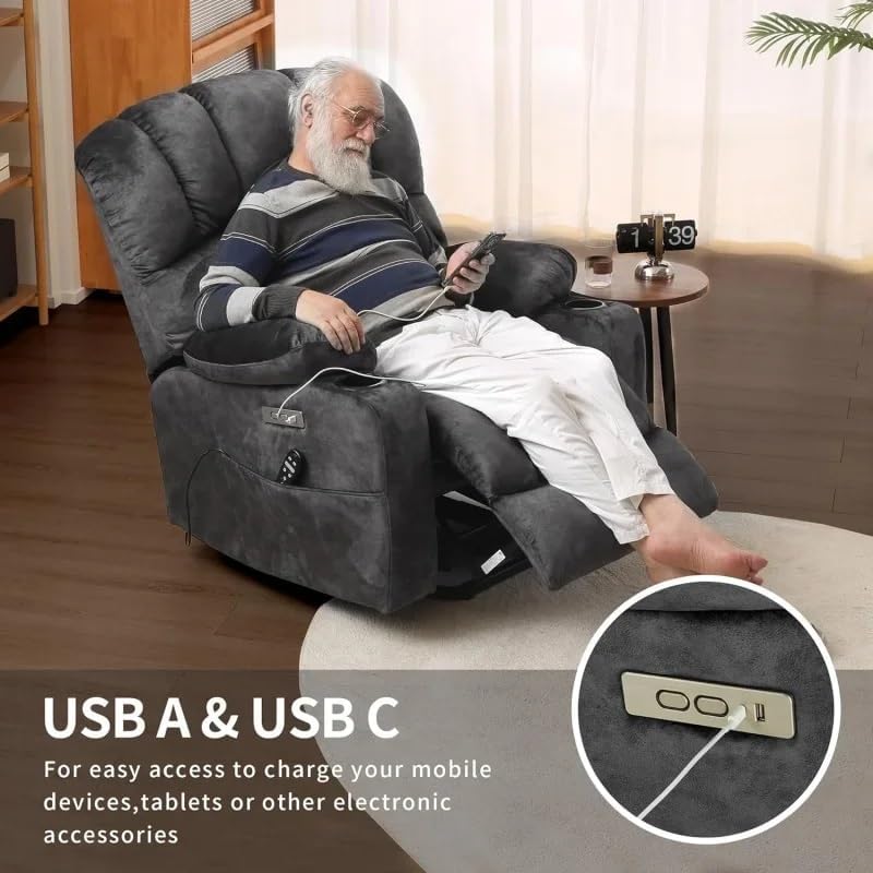 Large Fabric Electric Lift Recliners Chairs for Elderly, Spacious Living Room Recliner Sofas with Heated and Massage, Upgraded Lift Chairs Recliners with Side Pockets Cup Holders - Image 7