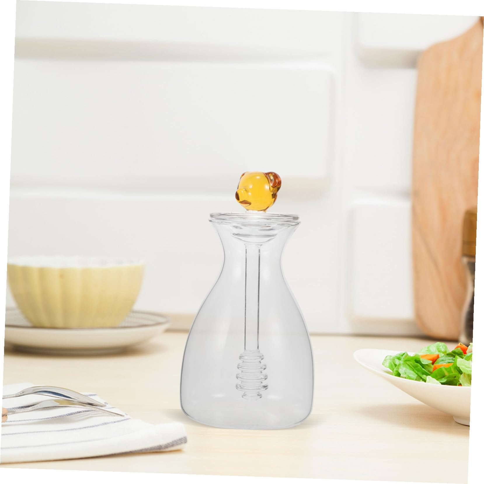 Klares Honigglas aus Glas mit Deckel und Dipper für Zuhause