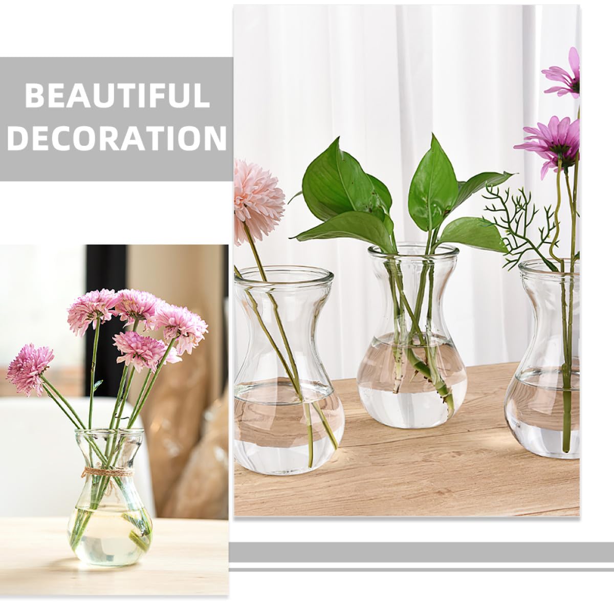 5 pièces Lot de Vases Verre Simples pour Jacinthe Pots de Propagation Hydroponique Vase Centre de Table Décoratif pour Maison et Bureau