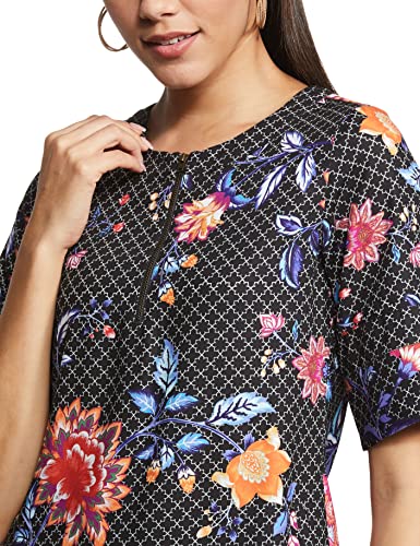 Image of RIVER Designer Printed Dress with Print Blocking